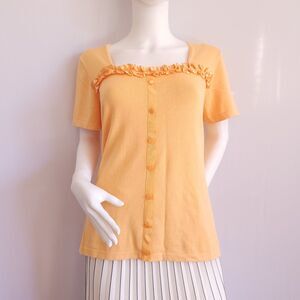 NWT Linea by Louis Dell'Olio Apricot Orange Knit Short Sleeve TShirt Size XL